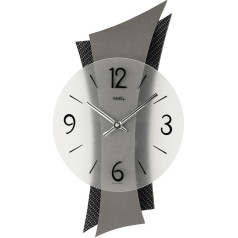 Quartz Design Wall Clock AMS 9400 Living Room Clock Modern with Carbon Appliqué Quartz Movement Dial Arabic Numbers