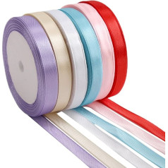 GlasFlength 6 Colours 22 m x 10 mm, Ribbon Gift Ribbon Ribbons for Crafts, 16 Colours Gift Ribbon for DIY Arts Crafts, Gift Packaging, Bows, Wedding Decoration