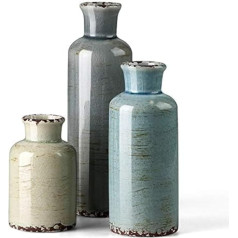 CwlwGO - Ceramic Vase 3 Piece Set, Small Vase for Country Decoration, Modern Farmhouse Living Room Decoration, Christmas Table Decoration, Bookcase, Fireplace and Entrance Decoration,