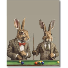 Designed By Lorna Aquarell Sporting Snooker Hares Country Wall Art Print - Framed Picture or Unframed (8x10 Unframed Print)