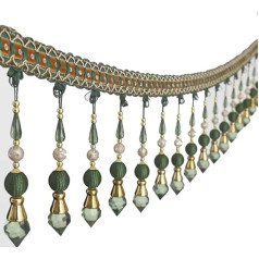 Sunbe Shines Long Beaded Tassel Fringe Trim for Curtain Decoration 9 Yards (Green)
