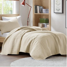 Comfort Spaces Kienna Quilt Set Luxury Double Sided Stitched All Season Lightweight Bedspread Bedding Matching Pillow Shams Twin/Twin XL (66 x 90 Inch) Ivory