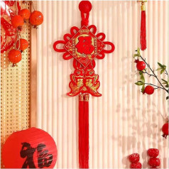 Hängende Ornamente mit chinesischen Knoten 2 Stück rote chinesische Knotenschnur, chinesischer Fu-Charakter, Charm-Quaste, glückliche chinesische Neujahrsdekoration, hängende Verzierung for Mondjahr,