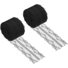 PATIKIL 1.6 Inch Width 11 Yards Lace Ribbon 2 Pack Sewing Lace Roll Gift Package Pattern Packaging for Party Home Decoration Dress Crafts Black