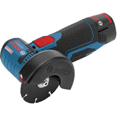 Bosch Professional 12V system battery angle grinder (3 cutting discs, without batteries and charger, in L-Boxx), black, blue, red, disc diameter: 76 mm.