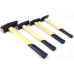 Engineer's Hammer Set 4 Pieces, Hammer Set 100 + 200 + 300 + 500 g, Wooden Handle