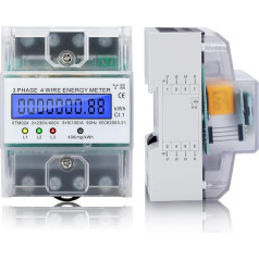 BOSYTRO Electricity Meter, 3-Phase Electricity Meter, DIN Rail 230 / 400 V, 5-100 A, Digital Electricity Meter, Three-Phase Meter, 4-Wire Calibrated Three-Phase Meter for Power Measurement Systems