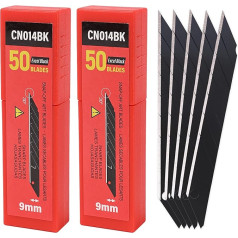 Winjun Pack of 100 Cutter Knives, Carbon Steel, 30 Degree Snap-off Blades, 9 mm Cutter Blades, Knives, Replacement Blades for Carpet Knives, Craft Knives, Red