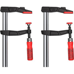 Bessey Screw Clamps Anniversary Set (2x Malleable Cast Iron Clamps, Span Width 250 mm, Projection 120 mm, Rail 29 x 9 mm, One-Handed Clamp) TGA25SET-135