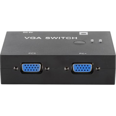 VGA Switch 2 PC 1, 2 in 1 Out Switch Box VGA Splitter Adapter 2 Computer 1 Screen for Laptop Desktop Printer Keyboard Support XVGA SVGA UXGA
