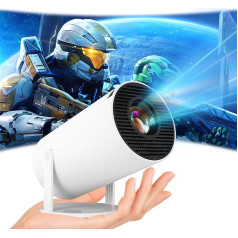 Mini Projector Projector 4K Support Smart Android Projector 2GB RAM 16GB ROM WiFi 6 BT 5.4 130 Inch Screen Automatic Keystone Correction 180° Rotatable Portable Projector (White)