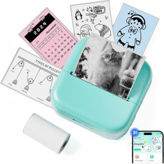 Memoking Mini Printer for Smartphone - Tiny Printer M02L Bluetooth Mini Printer, Mobile Phone Printer with 1 Sticker Paper Roll, Mini Thermal Printer for Photos, Learning, Notes, Diaries, DIY, Memos