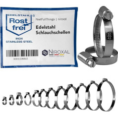 NietFullThings DIN-3017 Stainless Steel Worm Drive Hose Clips, Hose Clamps, Hose Binders, Clamping Range (Diameter): 10 - 160 mm, Band Width: 9 - 12 mm, multicolour