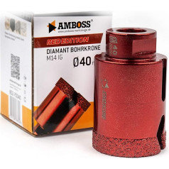 Anvil Red Edition M14 Diamond Core Drill Bit for Angle Grinders, Porcelain Stoneware, Hard Tiles, Granite, The Ideal Dry Drill Bit