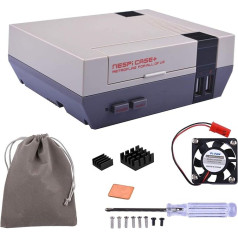 New Version! Retroflag NESPi Case+ Plus Functional POWER button with Safe Shutdown & Cooling Fan & Heatsinks & Flannel Bag for RetroPie Raspberry Pi 3/2 Model B & Raspberry Pi 3B+ (NESPI Case+)