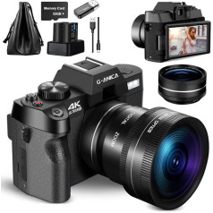 G-Anica 4K Digital Camera for Photography Vlogging 48MP Youtube with WiFi Compact 180° Rotating Screen with Flash Travel Camera Digital Zoom