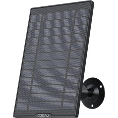 COOAU Solar Panel for Solar-Powered Security Camera, Battery Surveillance Camera Outdoor WLAN IP Camera Outdoor or Doorbell, Weatherproof, 360° Adjustable Holder, 3M Type-C Cable