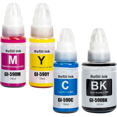 LAIPENG GI-490 GI-590 Ink Compatible with Pixma G1400 G1410 G2400 G2410 G3400 G4400 G4411 G3501 G2501 G1501 G4511 G1500 G1511 0 G2500 G2510 G3500 G3510 G4500 G4510 Printer GI490 GI590 (BK/C/M/Y)