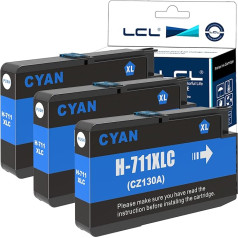 LCL Compatible Ink Cartridge 711XL 711 XL CZ130A Pigment (3Cyan) Replacement for HP Designjet T530 T130 T525 T120 24 T120 610 T520 24 T520 36 T520 610 T520 91 4 T12 45 24