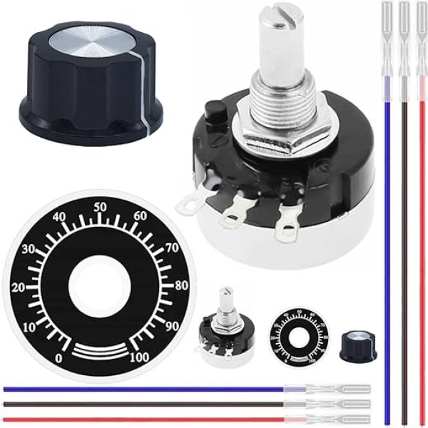 DAOKAI RV24YN20S B502 5K ohm Potentiometer Single Turn Carbon Film Rotary Potentiometer - 2 Pack with Knobs, Accurate Measurement, for Speed Control of the Inverter