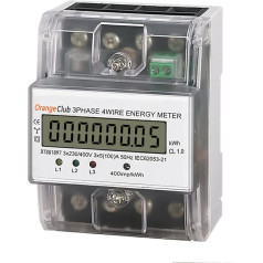 OrangeClub Digital Electricity Meter, 3 Phase Electricity Meter, DIN Rail, LCD Digital Electricity Meter, Three-Current Meter, Calibrated Electricity Meter for DIN Rail Intermediate Meter, Current