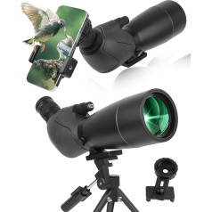25-75x70 HD Spotting Scope Sports Shooters with Tripod and Smartphone Adapter, Zoom Bak4 Prism FMC Lens 45 Degree Angled Telescope for Bird Watching Wildlife Scenery Hunting Wildlife Stargazing