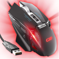 CYD C300 Wired Gaming Mice with 7200 DPI Sensor, Gaming Mice with 2.5 m Cable, Gaming Mouse USB Connection PC/Notebook with LED RGB Lighting