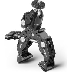 NEEWER Super Clamp Ball Head Cold Shoe Phone Holder and Action Camera Mount Adapter for Flat/Round Surface Compatible with GoPro DJI iPhone 15 Pro Max, ST87