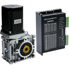 LABDIP 5:1 to 80:1 Worm Reducer RV030 Worm Gearbox Speed Reducer with Nema 23 Stepper Electronic Starter 2.2NM DM542 Driver for CNC Milling Machine (Ratio20)