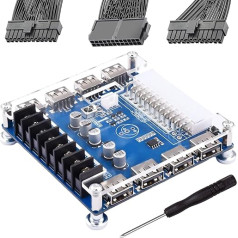 Youmile Power Supply ATX Adapter Board ATX-24P 20/24 PinsTake Power Breakout Board 3.3V/5V/12V 8-Port USB with ATX Motherboard Splitter Cable Screwdriver