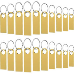 WOOOLKEN USB Stick 32 GB Pack of 20 USB Sticks Metal Pack of 20 Gold High Speed Memory Stick USB Sticks Memory Stick for Copying Data from a Computer or Other Device