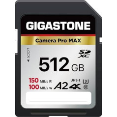 Gigastone A2 V60 SDXC Memory Card 512GB 4K Pro Series Speed 150MB/s Compatible with Canon Nikon Sony Panasonic U3 UHS-I Class 10 for 4K UHD Video + 1 Mini Case