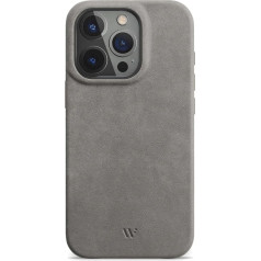 Wiiuka Case for iPhone 16 Pro, Leather from Germany, Leather Case Extra Thin, Premium Mobile Phone Case, Qi, Vintage Grey