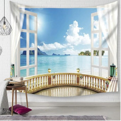 Gualiy Wall Hanging Landscape, Sky and Sea Tapestry, Polyester Fabric, Washable Tapestry for Bedroom, Living Room, 260 x 240 cm