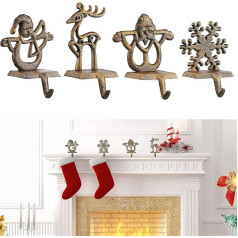 YWZHENYU 4 Pieces Christmas Stocking Holders, Durable Stocking Hanger Hooks for Mantle, Fireplace, Snowflake, Stocking Hooks for Christmas Decoration