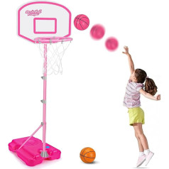 AOKESI Basketball Hoop for Children, Basketball Set with Adjustable Height, Indoor Basketball Toy for Girls Aged 3, 4, 5 and 6 Years