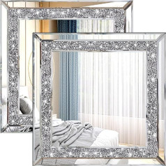 ZOLAPI 2 Pack Rhinestone Wall Mirror Hand Spliced Decorative Mirror for Hallway Bathroom Bedroom 12x12 Inch