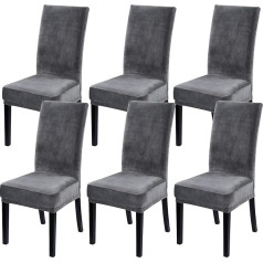 LinTimes Hotel Quality Velvet Chair Protector Seat Covers for Dining Room Wedding Banquet Party Decoration Protective Cover Soft Thick Full Velvet Fabric Washable Set of 6 Peacock Grey