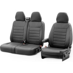 New York Design Faux Leather Seat Covers 2+1 Compatible with Citroën Jumpy/Peugeot Expert/Toyota Proace 2016 / Opel Vivaro 2019- (with Split Seats/Bench)