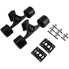 Fafeims 2 Pieces/Set 10.24 Inch Skateboard Longboard Truck Combo Set with Wheel Riser Pad Bearing Hardware Accessories (Black Shaft Wheel)