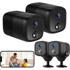 UCOCARE Mini Camera WLAN Pack of 2 Surveillance Camera Indoor Wireless with 5200 mAh Battery, 1080P HD Mini Camera, 160° Wide Angle, PIR Motion Detection, IR Night Vision, WLAN 2.4GHz