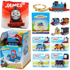 Thomas & Friends Toy Figure Playset, Die Cast Keyring, Cushion and Die Cast Engine Figure Bundle - Set 3 - Rescue Centre Playset, Die Cast Keychain, 4 x