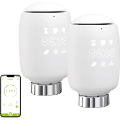 Smart Radiator Thermostat, Smart Heating Thermostat with App Function, Programmable Heating Thermostat, Smart Thermostat, Digital Display, Schedules, Compatible with Alexa/Google Home (2)