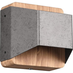 Trio Leuchten Arino 224810167 LED Wall Light Metal Antique Nickel Wood with 4.3 Watt LED Switch Dimmer