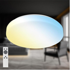 BRILONER - LED Ceiling Light with Remote Control, Warm White to Cool White, Dimmable, LED Lamp, LED Ceiling Light, Living Room Lamp, Kitchen Lamp, Ceiling Lighting, 39 x 6.5 cm, White