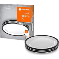 LEDVANCE ORBIS JADEN SMART+ WiFi Light Diameter 48 cm, Dimmable LED Ceiling Light for Indoor Use, 30 W, Colour Temperature 2700 - 6500 K, 3300 Lumen, White with Black Ring and Side Light Rings