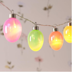 Lights4fun 10 LED Easter Eggs Fairy Lights Colourful Warm White Timer Battery Decorative Fairy Lights Indoor Glass Easter Decoration Fairy Lights Decoration Easter Table Decoration Easter Fairy Lights