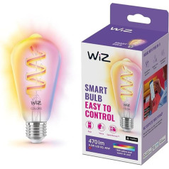 WiZ ST64 LED Lamp Tunable White & Colour, Dimmable, 16 Million Colours, Smart Control via App/Voice via WLAN
