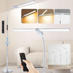 OUTON Floor Lamp LED Dimmable, Reading Lamp with 4 Colour Temperatures, Remote Control and Touch Control, 1H Timer, for Living Room, Bedroom, Office, Silver Grey
