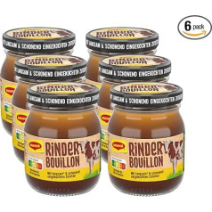 MAGGI Beef Bouillon, Pasty Beef Broth in Glass, Gently Boiled, Ready to Use & Free Dosage, Pack of 6 (6 x 160 g)